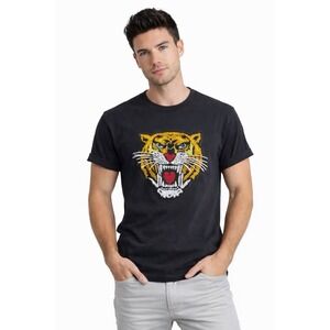 Eighty Eight Tiger Graphic T-Shirt M Black Embroidered Rugged Streetwear Grunge